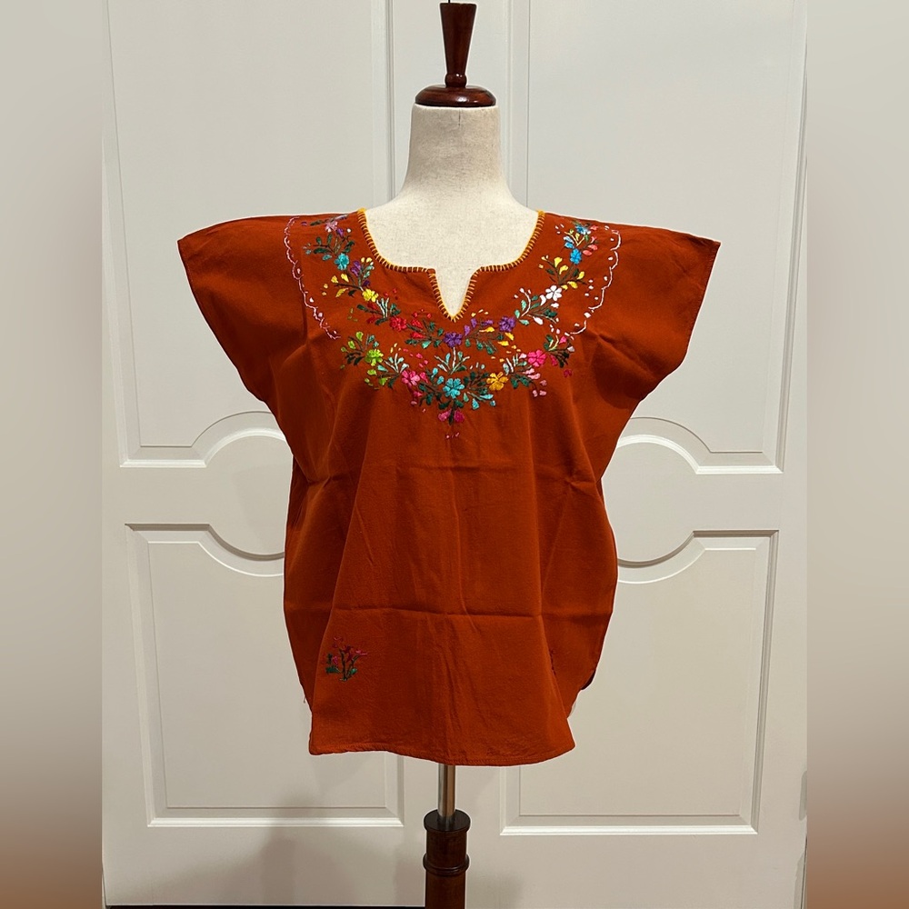 Hand Embroidered Artisan Top, Boho, Hippie, Hand Made. One of A Kind.
